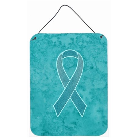 MICASA Teal Ribbon for Ovarian Cancer Awareness Aluminium Metal Wall or Door Hanging Prints, 12 x 6 In. MI55426